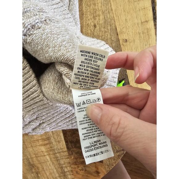 L.L Bean Cableknit Cardigan Sweater Full Zip Women's Size S Beige Preppy - Picture 7 of 8